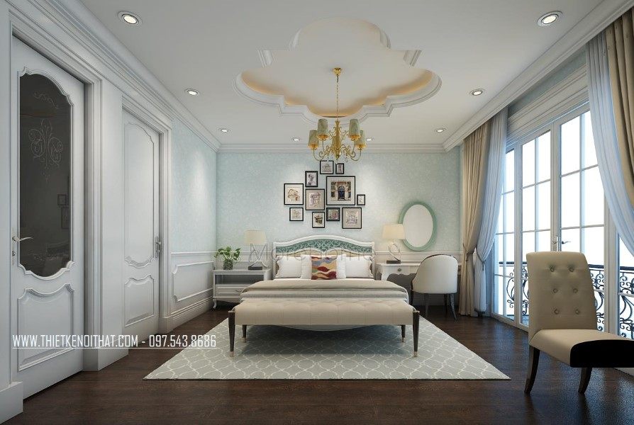 Thiết kế nội thất phòng ngủ nhà liên kề tại khu đô thị Văn Quán